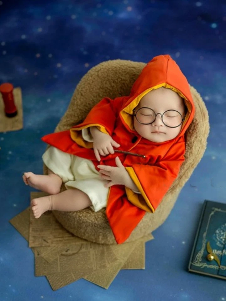 Fotografía utilería recién nacido niña niño bebé niños ropa bata de mago capa capa Foto 4 de 4