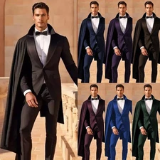 British Men's Suit with Cape Formal Wedding Groom Tuxedos Party Prom Blazer Pant