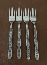 Oneida RAPHAEL Black Accent Dinner Forks  Heirloom Cube Stainless Set of 4