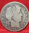 1901-P Barber 90% Silver Half Dollar 50c US Coin