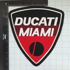 VINTAGE RARE DUCATI MIAMI POWERSPORTS HUGE 10.25" IRON ON PATCH (HIGH RELIEF) B6