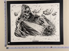 American Traditional Tattoo Flash Art Framed 11x14 Ready-to-Hang 12 Reaper