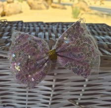 Hair Bow Clip sequin gold silver pink Accent Girls Boutique Ribbon Dress Up Play