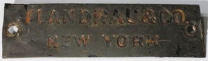 FLANDRAU & CO. New York Horse Carriage Buggy Makers Name Plate ANTIQUE 1870s