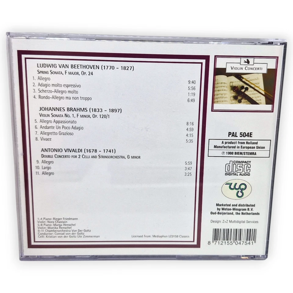 Beethoven Brahms Vivaldi Violin Concerti Music CD Klassik Ludwig Van Johannes - Bild 2 von 4