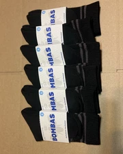 BOMBAS 6 Pairs Men/women Calf Socks Black Small