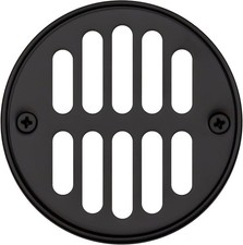Round Brass Shower Strainer Grid Drain Cover with Crown Ring, Matte Black