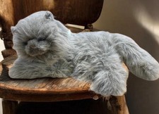 Russ Berrie Yomiko Furry Long-Haired Gray Persian Cat Large 22  Plush Korea SEE