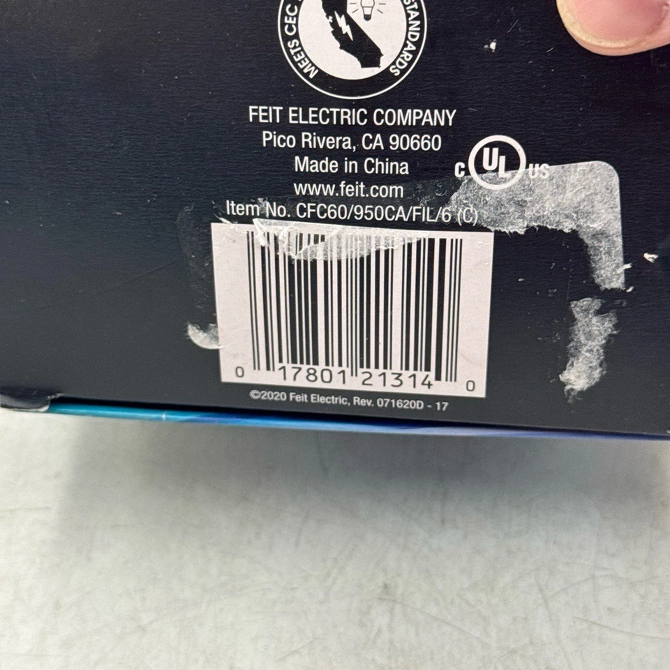 Feit Enhance LED Bulb CA10 E12 60W Eq Daylight CFC60/950CA/FIL/6 Dimmable-6 Pack - Image 2 of 4