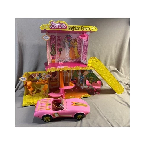 Vtg Barbie Fashion Plaza Playset + Pink Convertible | Bridal Boutique Salon 1979