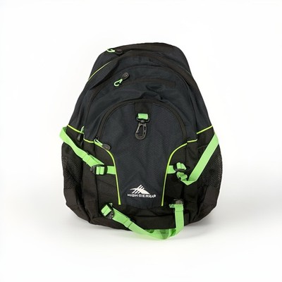 High Sierra Loop Backpack Travel Work Bookbag Tablet Sleeve Black / Green