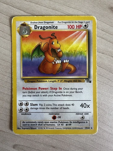 Dragonite Fossil Unlimited Rare Pokemon TCG WOTC 19/62 - HP