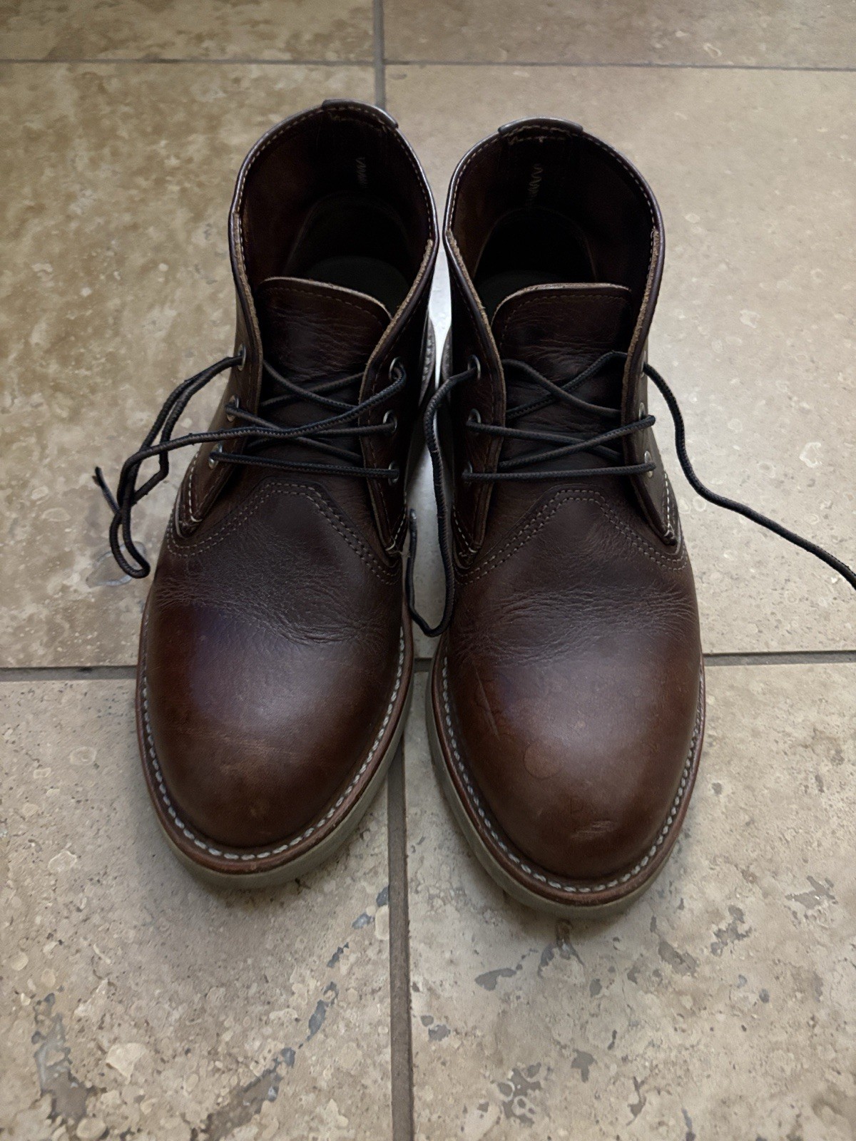 Red Wing Shoes Leather Chukka Lace-Up Ankle Boots for Men Round Toe