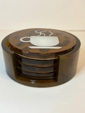 Epoxy  Coffee Bean Cup Coasters Set Of 4 With Holder Custom Made