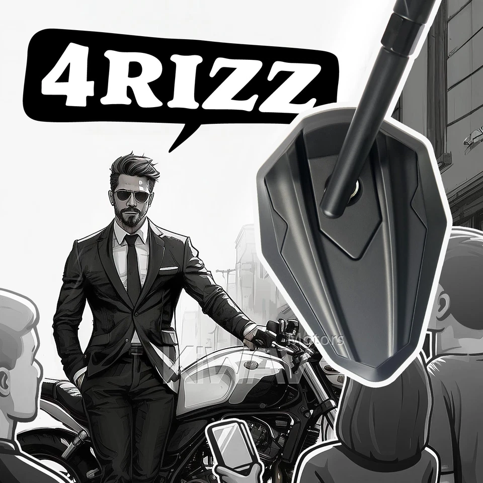 Mirrors 4RIZZ black Convex Adjustable fits Harley Dyna Softail Sporster - Imagem 3 de 4