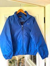 Men's Vintage Nike Full Zip vented Lightweight Nylon Windbreaker Jacket Blue Lg