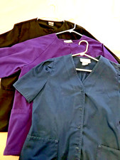 Lot Of 3 Solid Scrubs Jackets/2 LS 1 SS - Cherokee/Wkg Scrubs/Scrubs Only