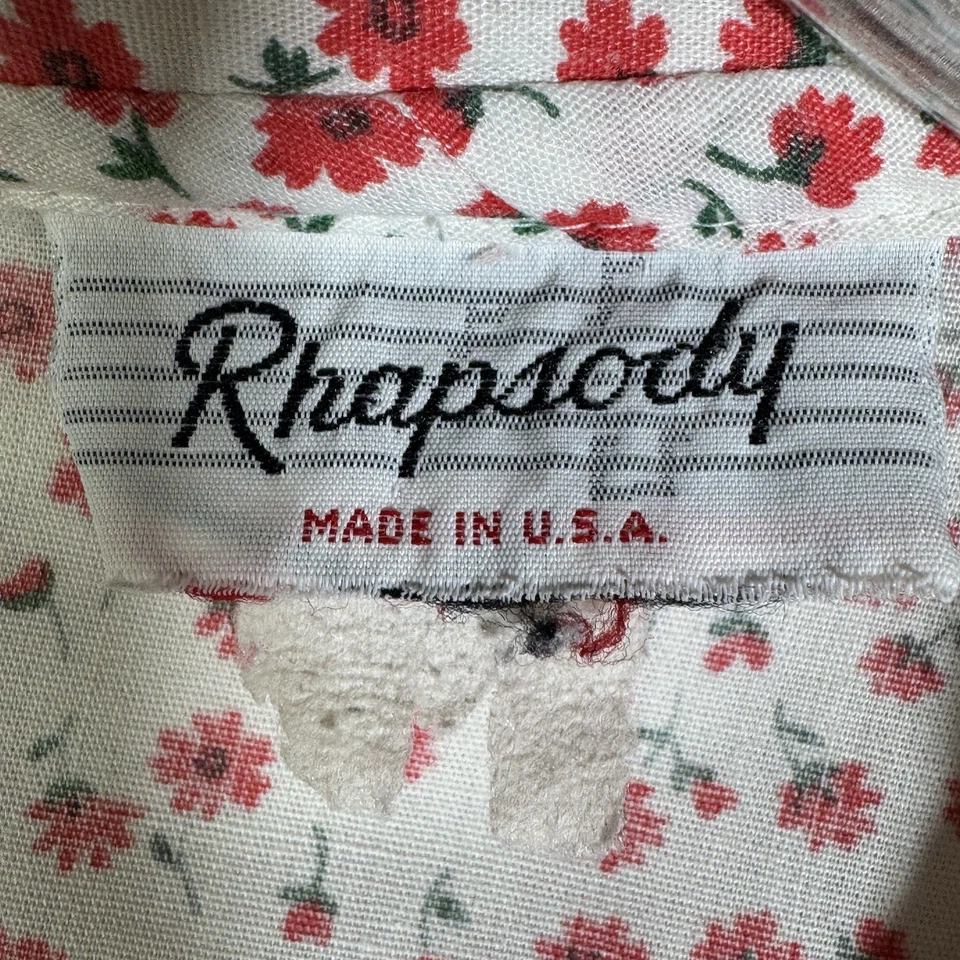 Blusa Vintage Rhapsody Ditzy Floral Manga Corta Botón Para Mujer’s XL Hecha en EE. UU. Foto 4 de 4