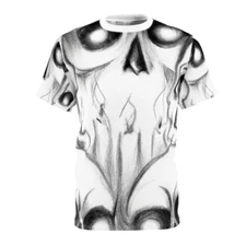 All Over Print Halloween Horror Art T Shirt Adult Scary Creepy Skull Goth Tee