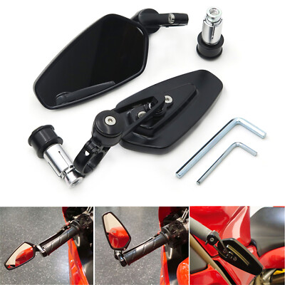 Universal Motorcycle 1'' 25mm Handle Bar End Rearview Side Mirrors CNC Aluminum