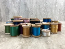 Wooden Spools - All different colors & Sizes - Lot of 45 -Thread on Spools