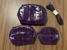 Vintage Lee Sands Eel Skin Set Of 3 Crossbody Purses/Cosmetic Bags - Purple