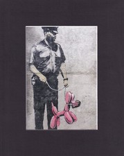 Imagen artística de graffiti con impresión mate 8X10, Banksy: perro globo policía