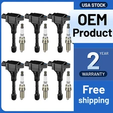 6 Ignition Coils Pack UF617 and Spark Plug For 2011-2013 INFINITI M37 3.7L V6