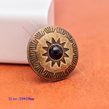 10X Retro Messing Sonne Stern Blume Lederhandwerk Gürtel Geldbörse schwarz Perlen Concho Dekor