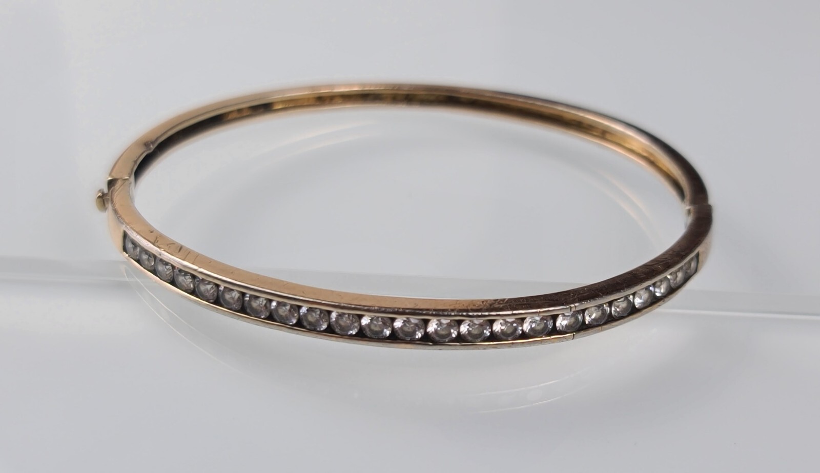 Sterling 925 Solid Silver Iced AAA Hinged Bangle … - image 2