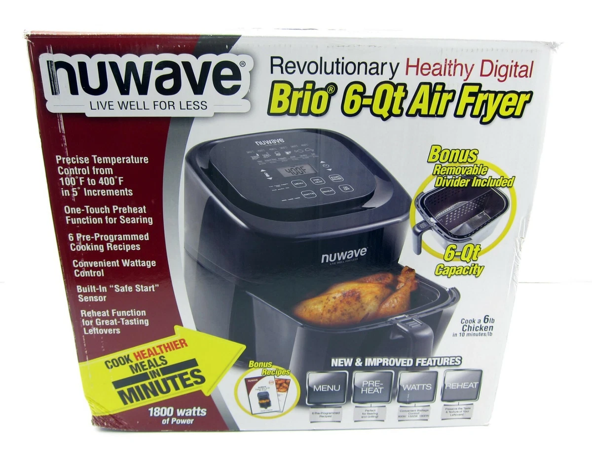 NuWave Brio 6 Quart Non Stick Digital Adjustable Temp Deep Air