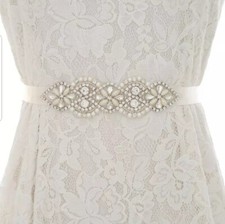 UK Braut Kristall Perlen Hochzeitskleid Gürtel Schärpe Band Gürtel Hochzeit Accessoires