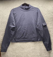 NWT All In Motion Women s Size M Cropped Grey French Terry Sweatshirt Thumbholes
