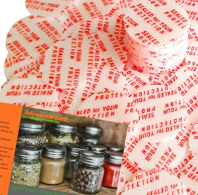 #ad 43mm 1.69quot; Pressure Sensitive Seal Liners MadeinUSA No Induction Sealer Needed $9.95