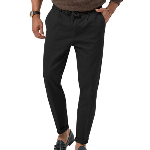 Men's Straight Casual Pants Solid Breathable Loose Long Pants Trousers Pockets - Picture 15 of 48