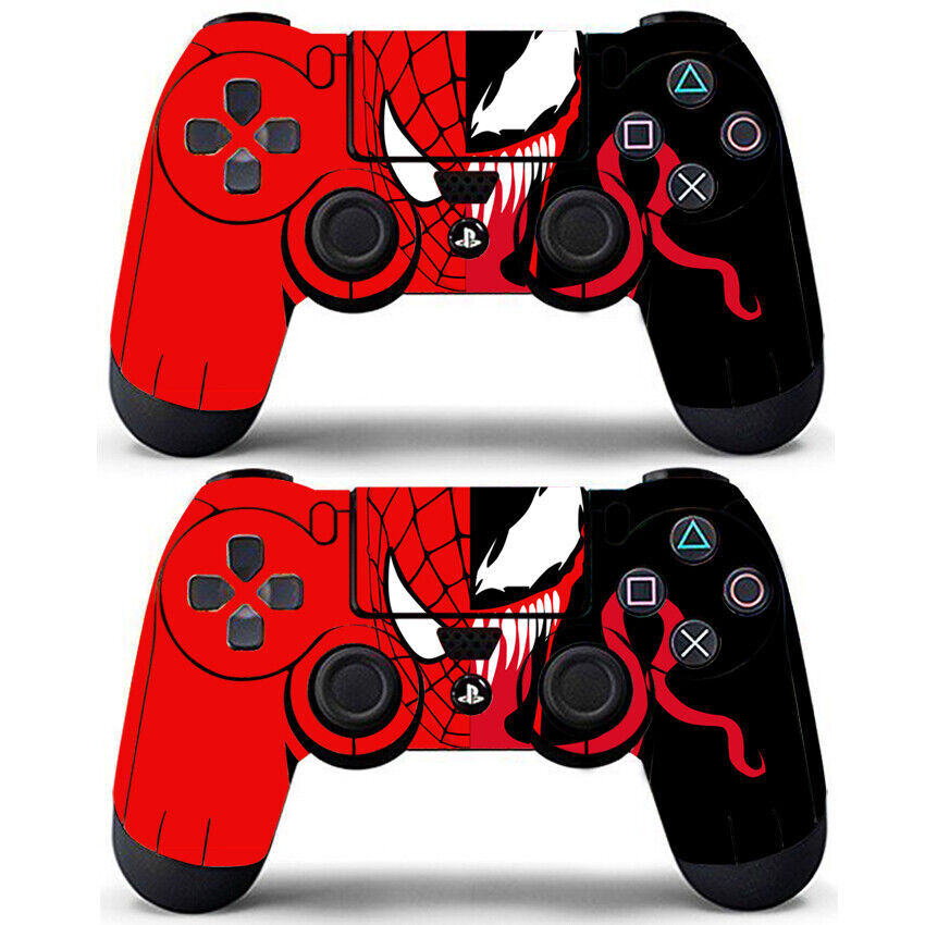 2 Pack PS4 Controller Dualshock Skin SpiderMan Red Spider Vinyl Decals Sticker