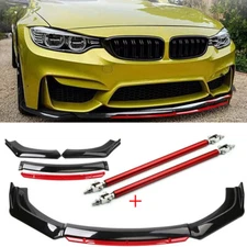 Front Bumper Lip Splitter Spoiler Strut Rod Body Kit For BMW