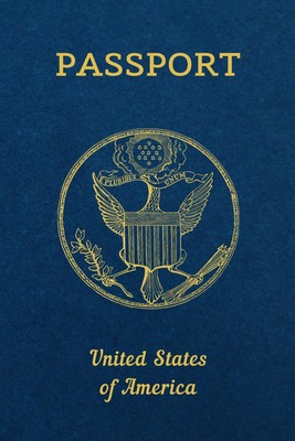 Blank Passport 6x9 Inch Notebook and Travel Journal - Realistic Design with 50+
