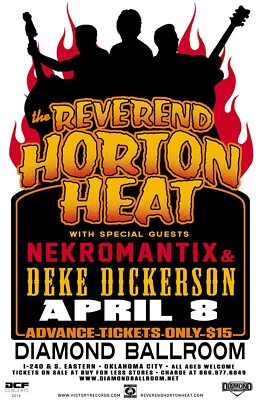 Reverend Horton Heat 2013 OK Concert Poster 11 X 17 Framed