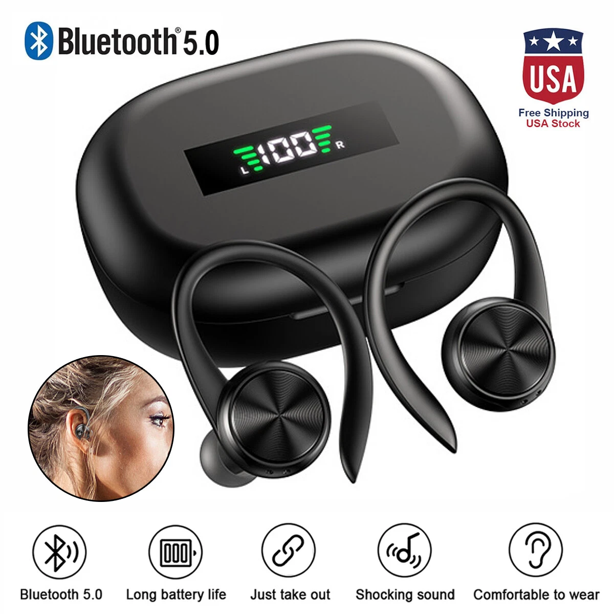 TWS Bluetooth 5.0 Headset Wireless Earphones Earbuds Stereo