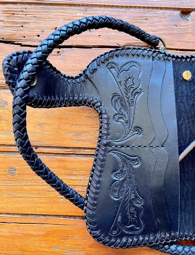 Hand Tooled Trucker Biker Wallet, Western Steer Skull, Genuine Cowhide Leather - Picture 5 of 8