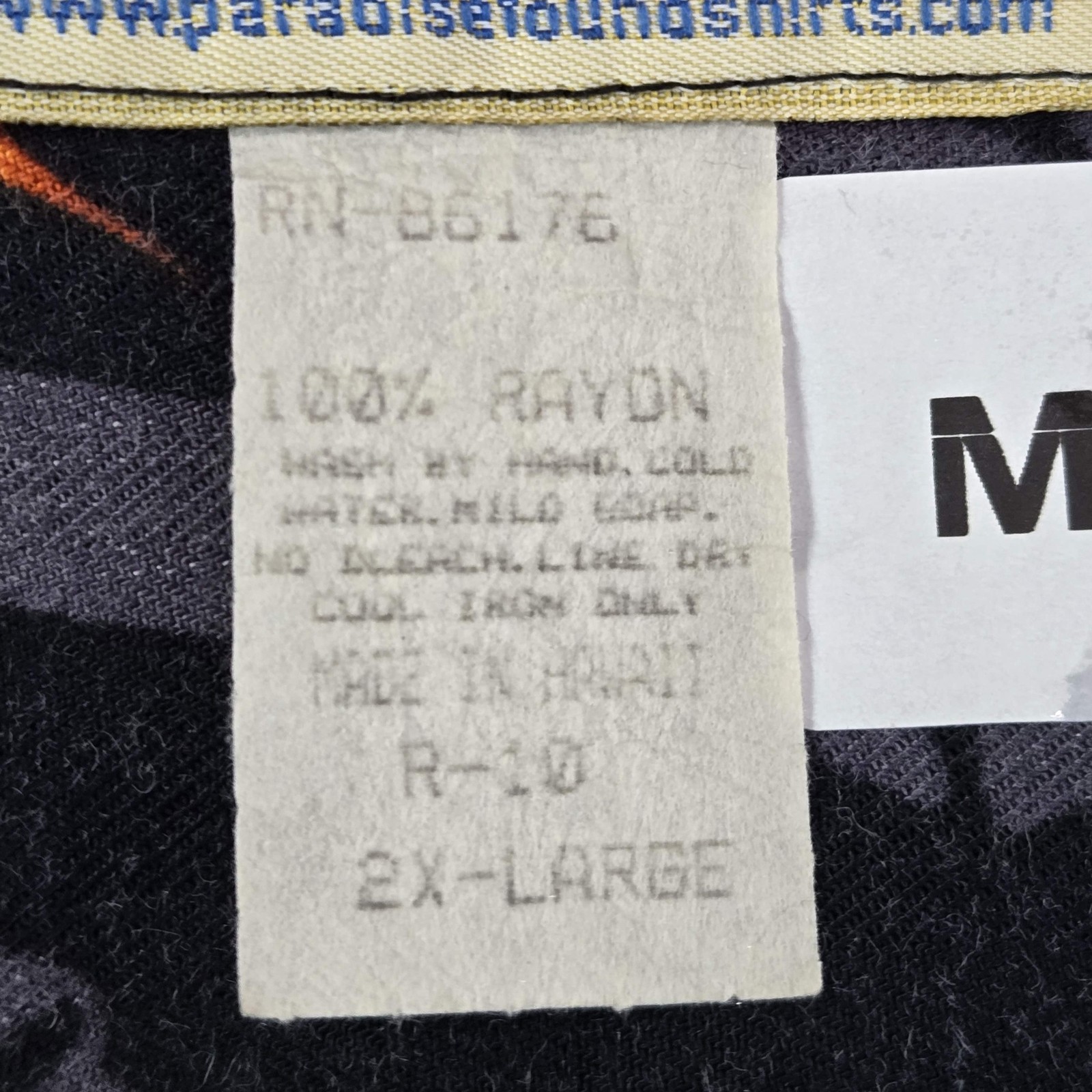 VINTAGE Paradise Found Men Button Up Shirt 2XL Black Hawaiian Shirt Floral