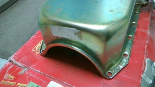 RPC R7105Z Zinc Plated Steel Circle Track Oil Pan 1980-85 SBC V8 283-350 Rusty - Picture 10 of 11