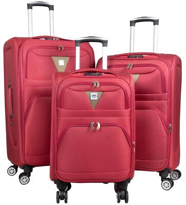 Nylon Trolley Rollkoffer Dehnfalte 360° aufrecht rollbar Menorca Rot M bis XL