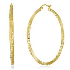 Wellingsale 14k Yellow Gold Diamond Cut 2.6mm Hoop Earrings (45 x 45 mm)