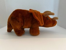 Vintage 1980 Dakin Triceratops Dinosaur Brown Plush Stuffed Animal