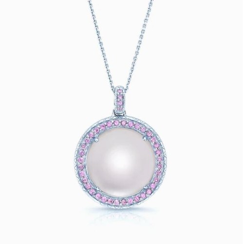 Collana Miore In Oro Bianco 9k Con Ametista Rosa – Lunghezza 45 Cm, Certificata, In Astuccio Regalo, Pietra Di Febbraio