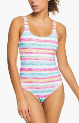 Roxy Island L49731 Womens White in the Sun One-Piece Swimsuit Size Small