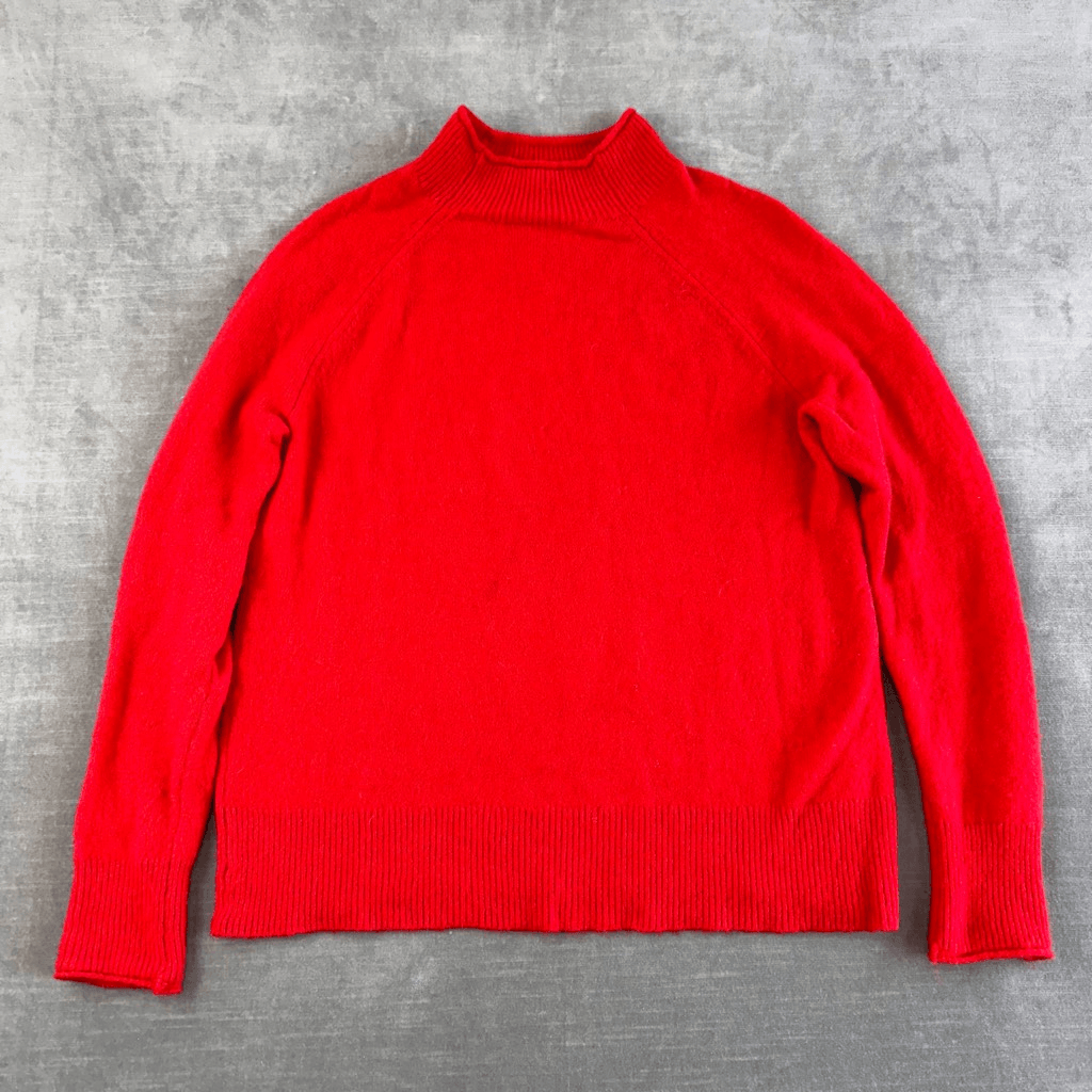Crew Sweater Women's M Red Merino Wool Turtleneck Soft Pullover