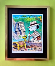 AIDAN FLUX  Hand Signed Authentic LtdED Print Framed SNOOPY TREASURE HUNTER COA